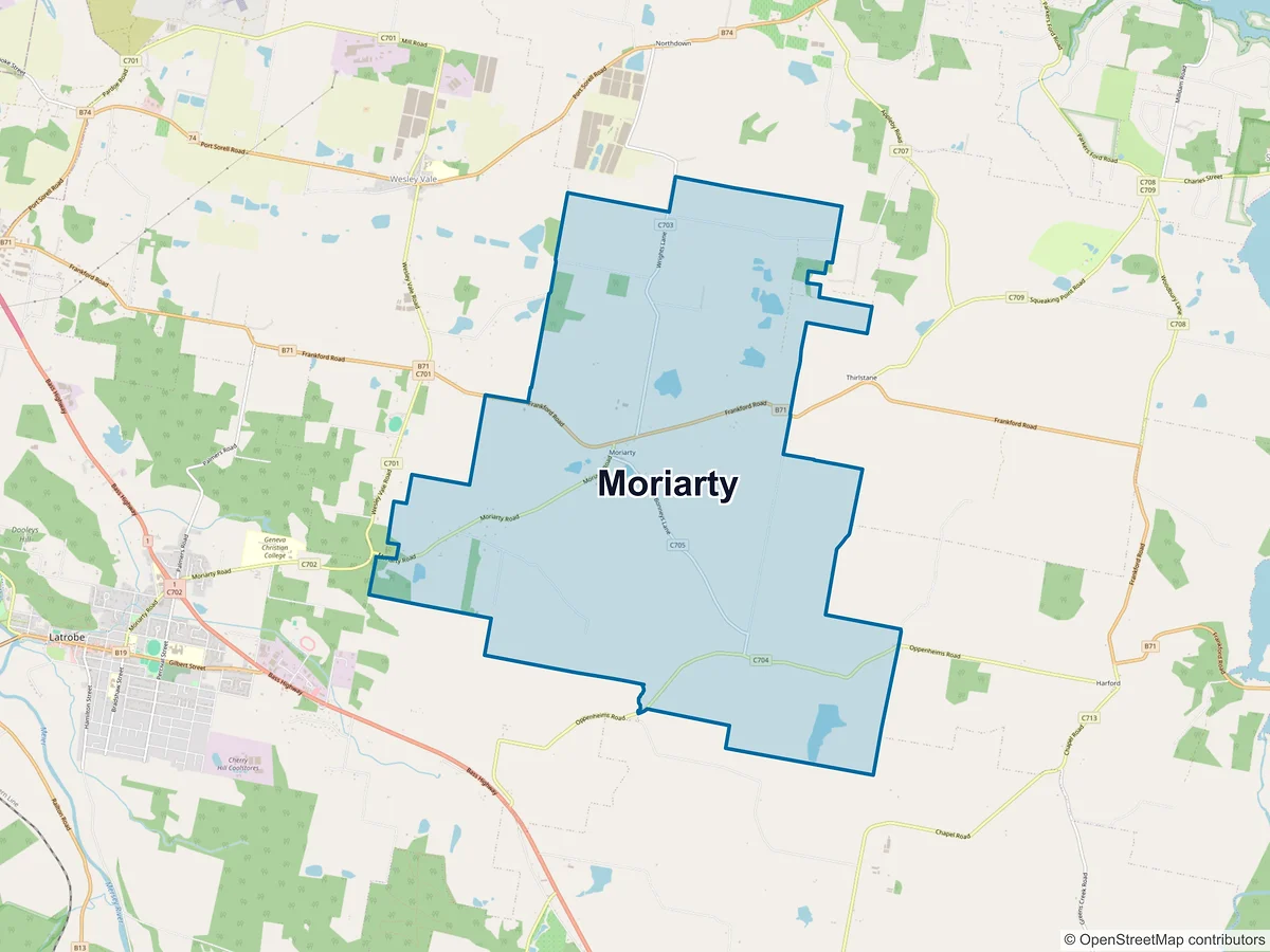 Map of Moriarty, TAS, Australia
