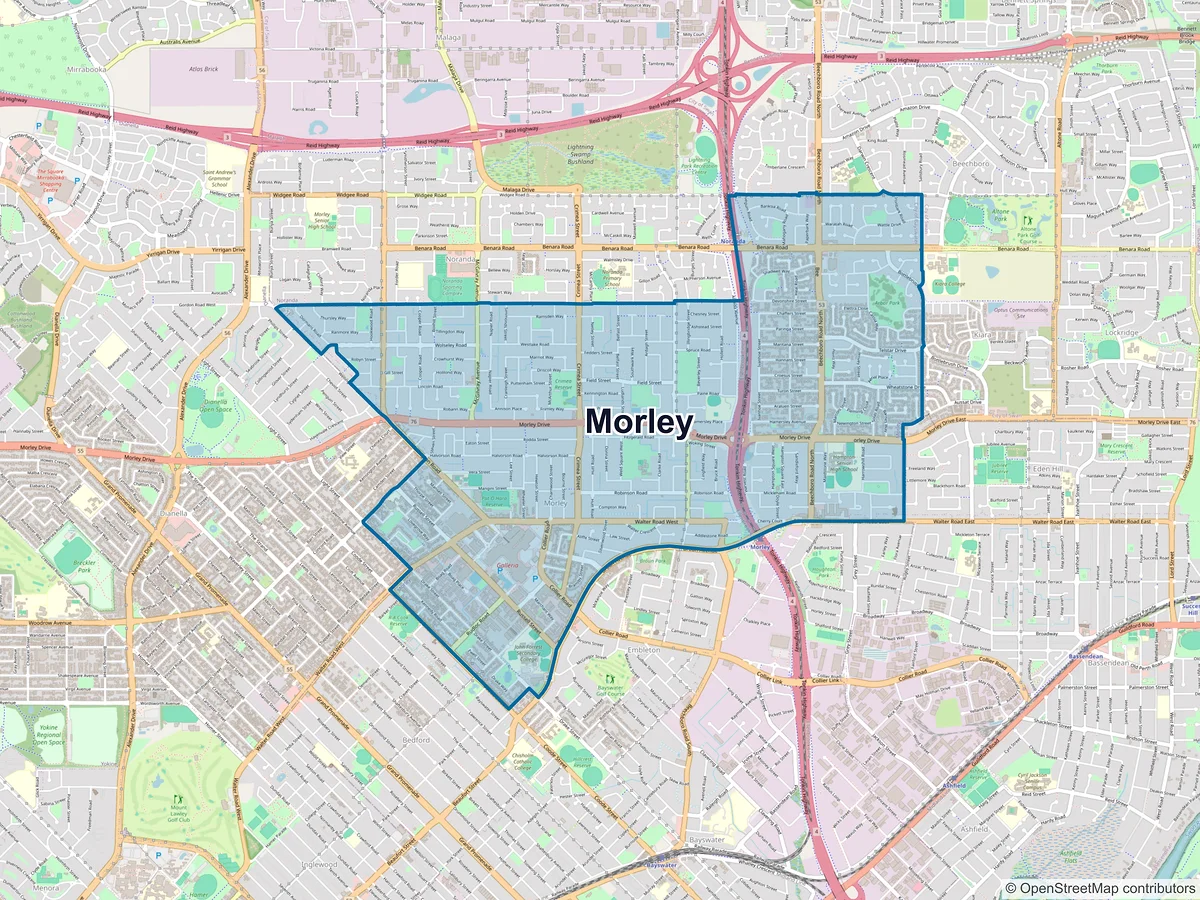 Map of Morley, WA, Australia