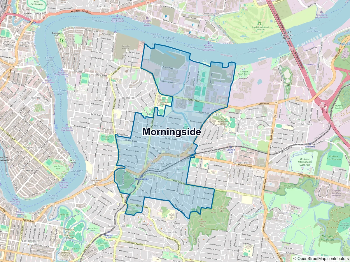 Map of Morningside, QLD, Australia
