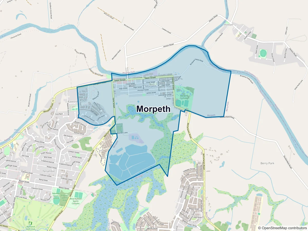 Map of Morpeth, NSW, Australia