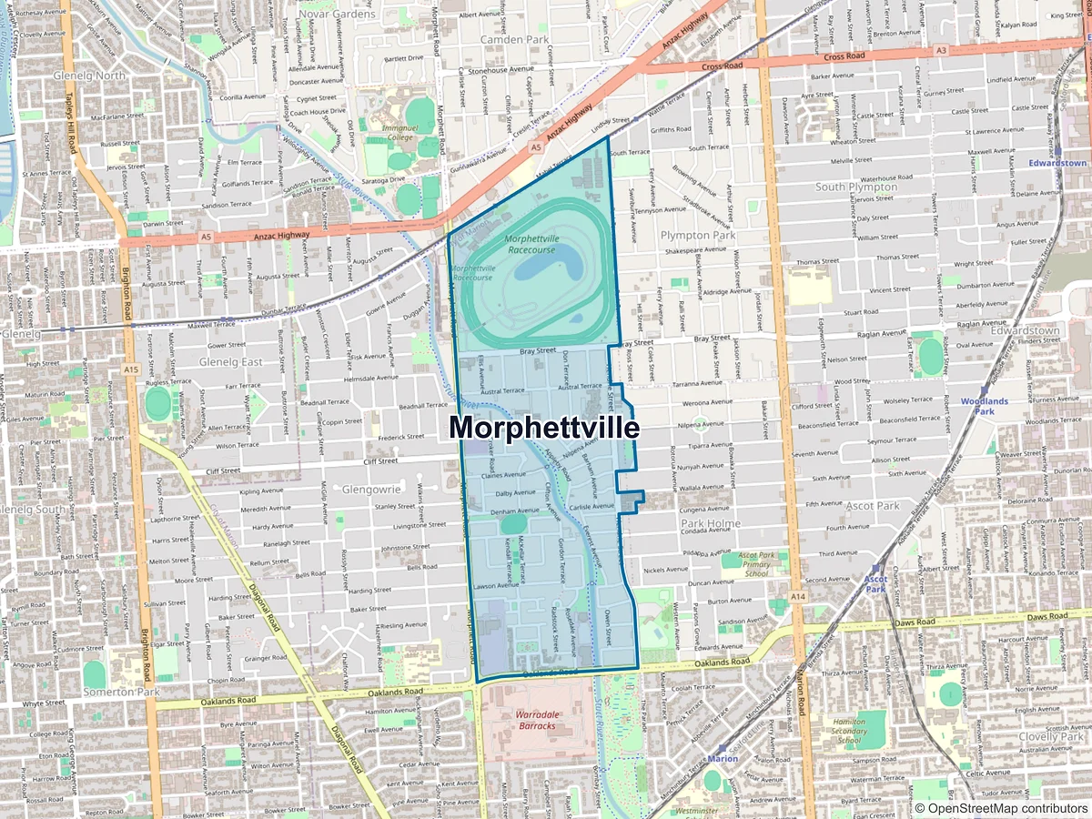 Map of Morphettville, SA, Australia