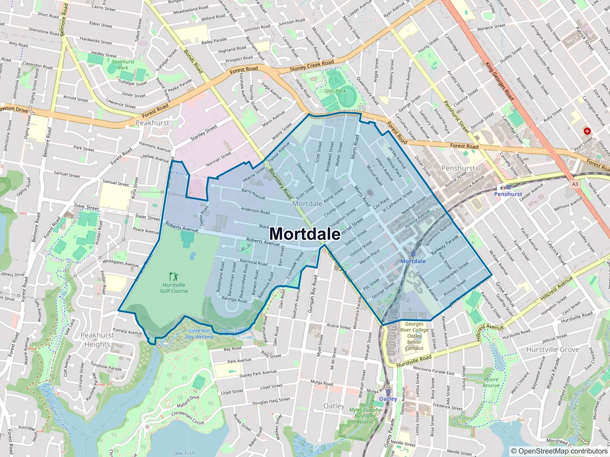 Map of Mortdale, NSW, Australia