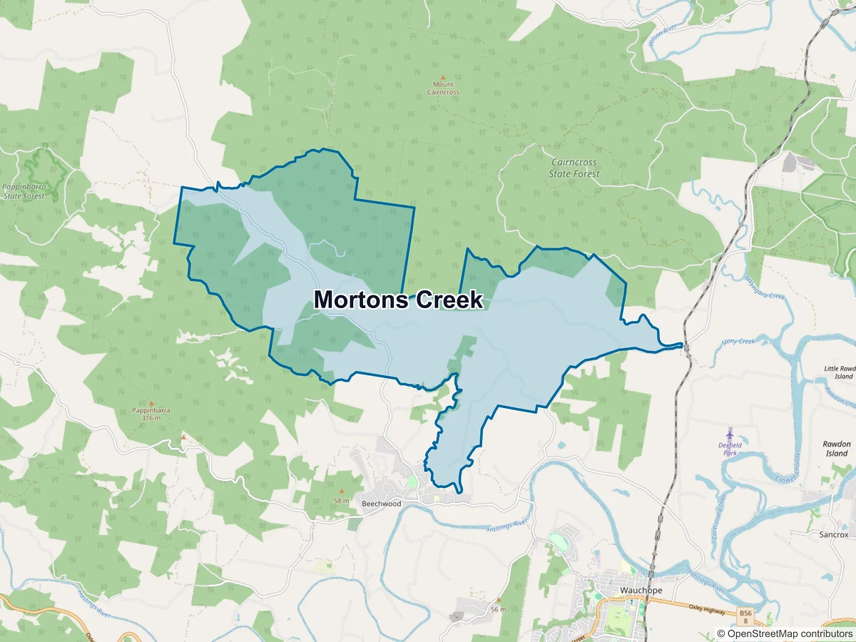 Map of Mortons Creek, NSW, Australia
