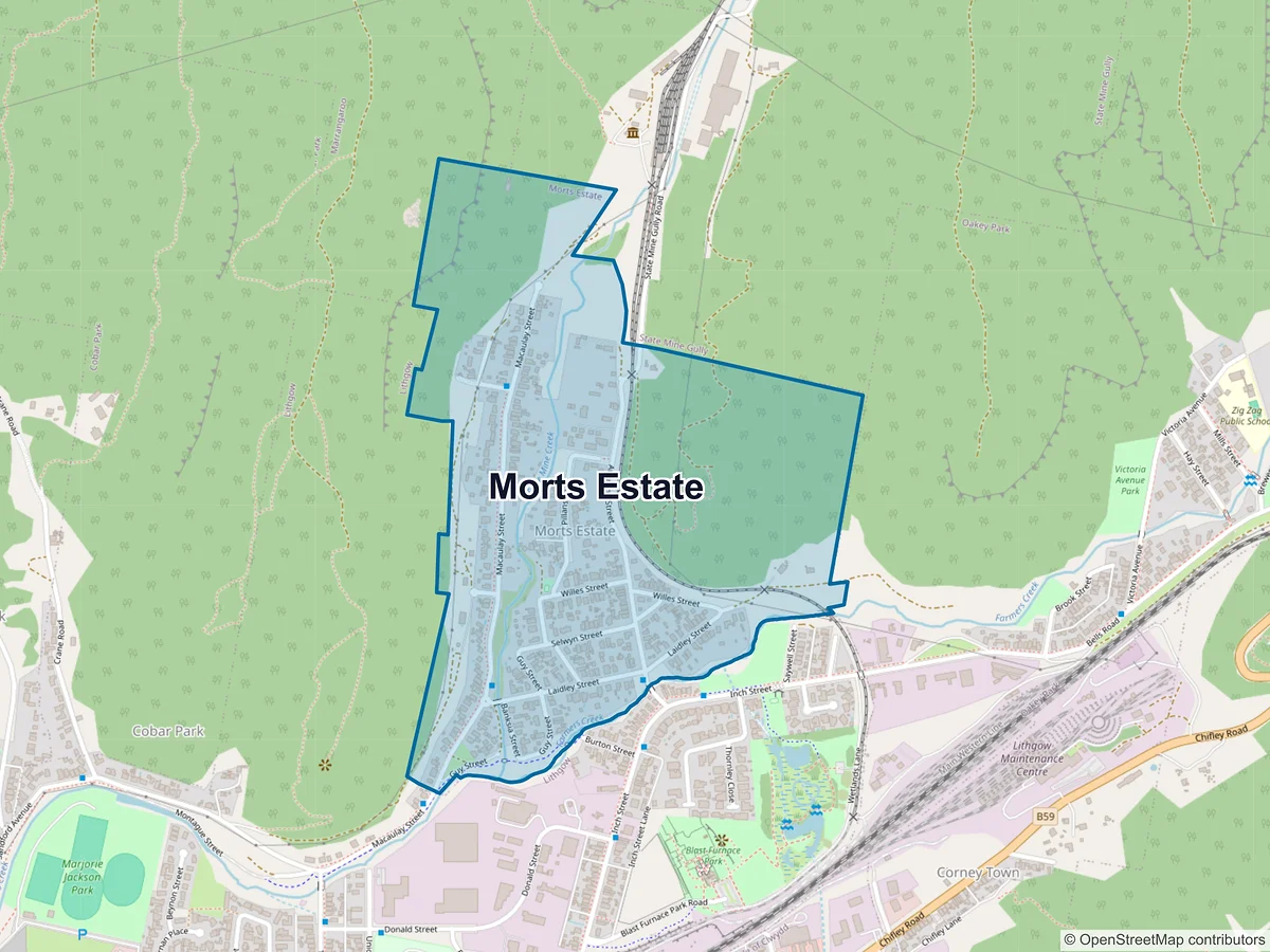 Map of Morts Estate, NSW, Australia