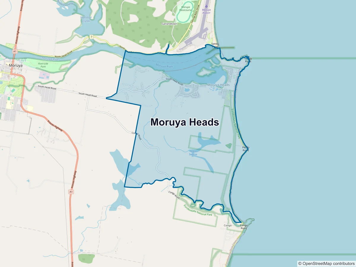 Map of Moruya Heads, NSW, Australia