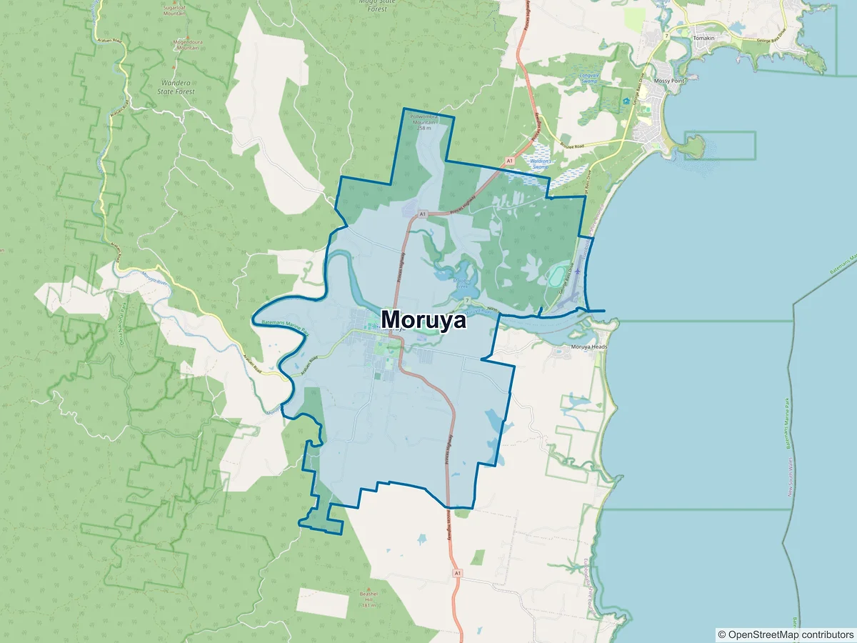 Map of Moruya, NSW, Australia