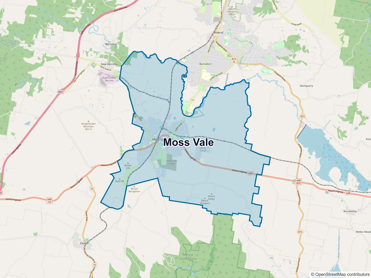 Map of Moss Vale, NSW, Australia