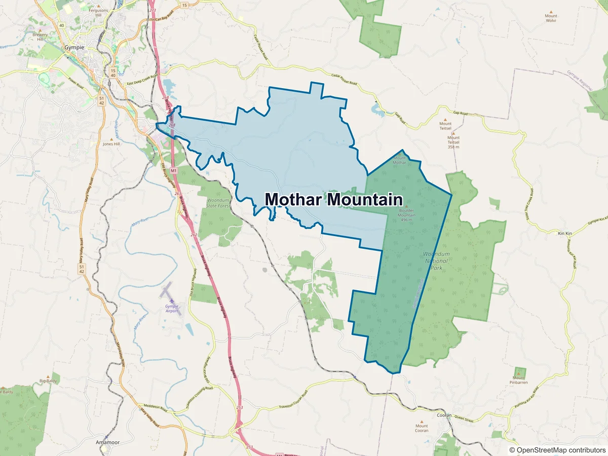Map of Mothar Mountain, QLD, Australia
