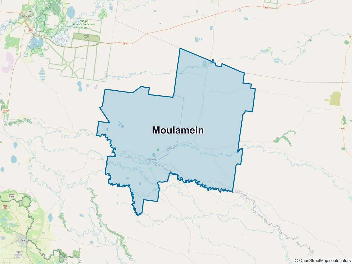 Map of Moulamein, NSW, Australia