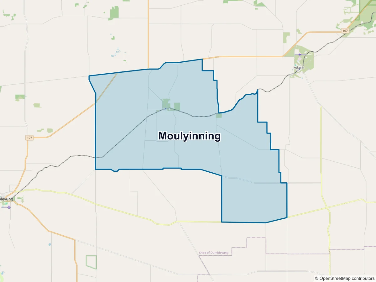 Map of Moulyinning, WA, Australia