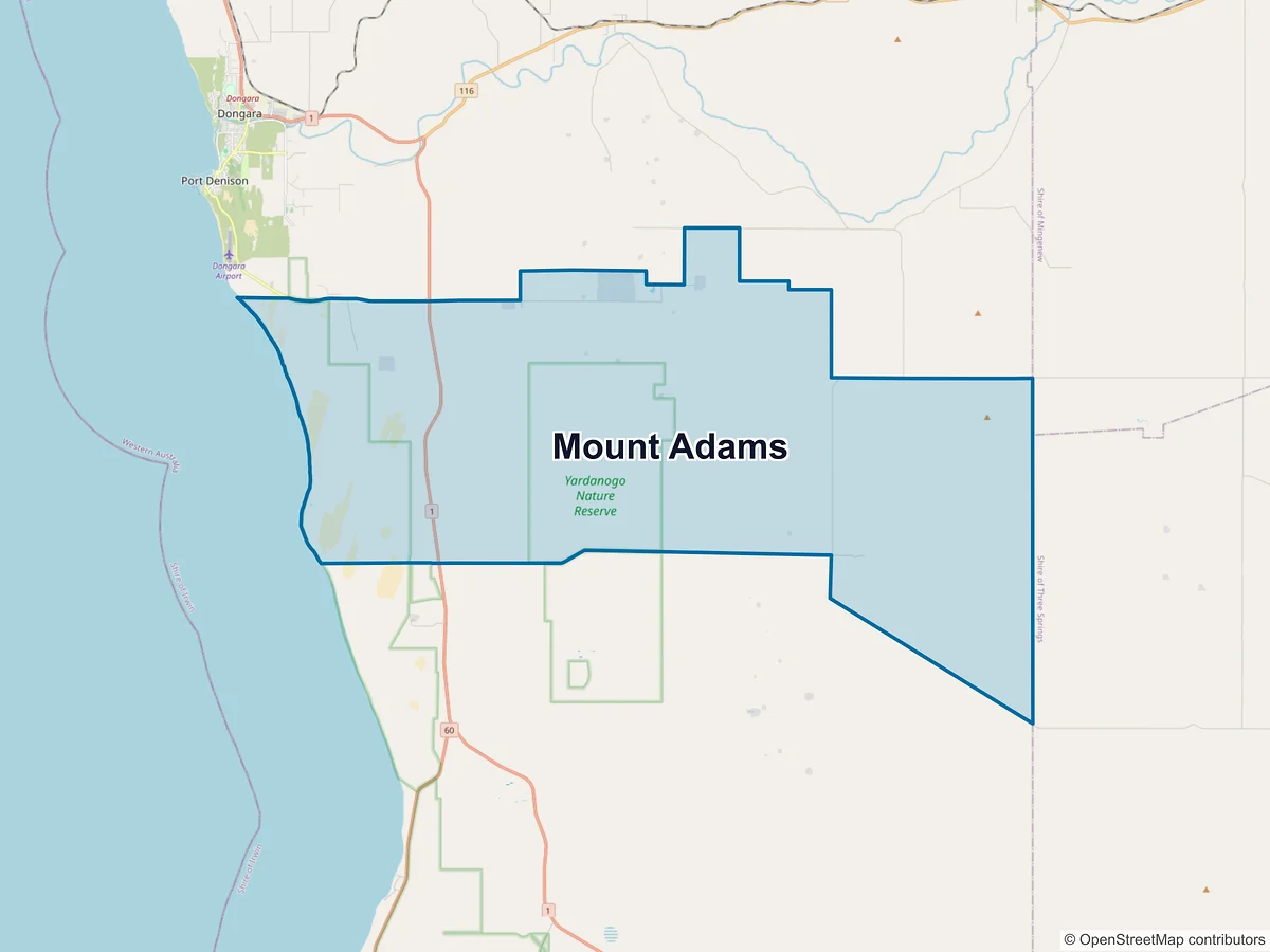 Map of Mount Adams, WA, Australia