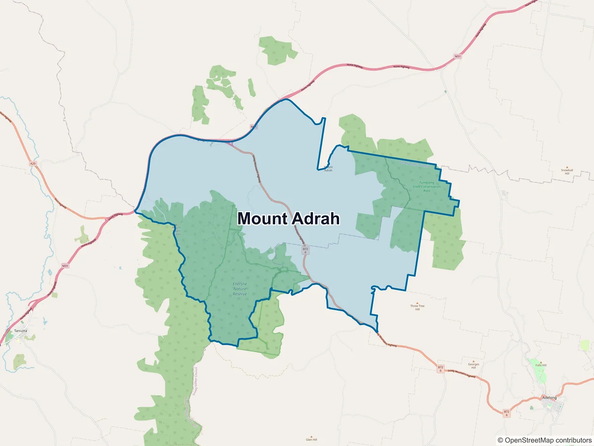 Map of Mount Adrah, NSW, Australia