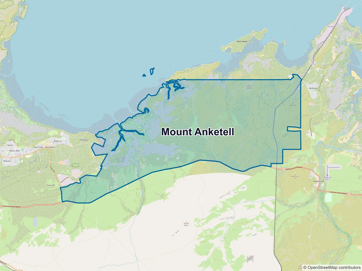 Map of Mount Anketell, WA, Australia