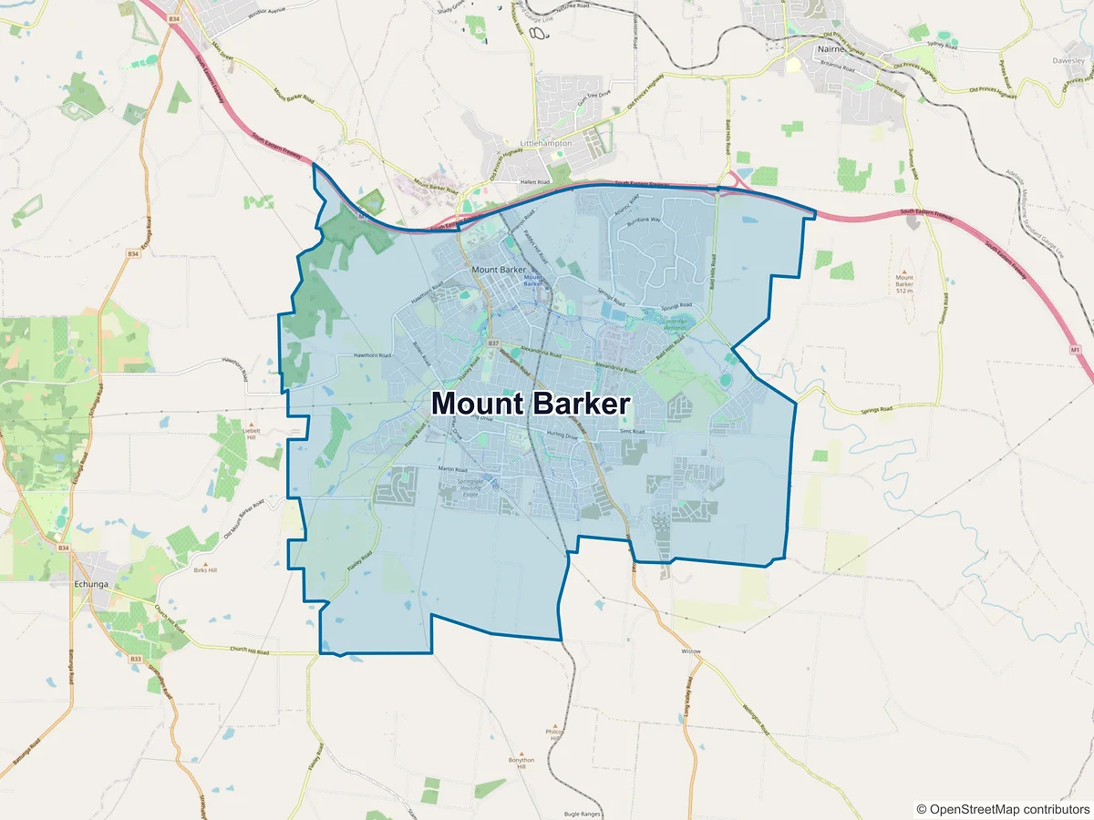 Map of Mount Barker, SA, Australia