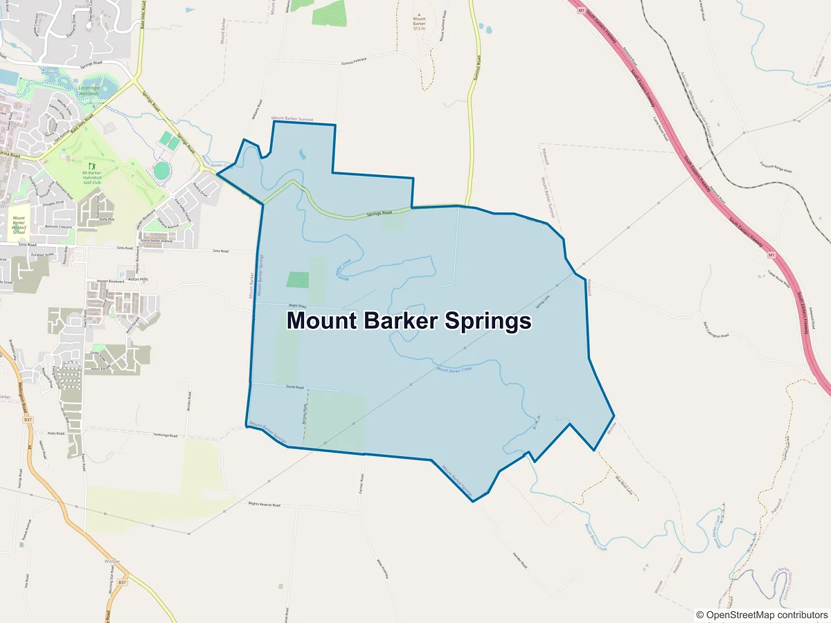 Map of Mount Barker Springs, SA, Australia