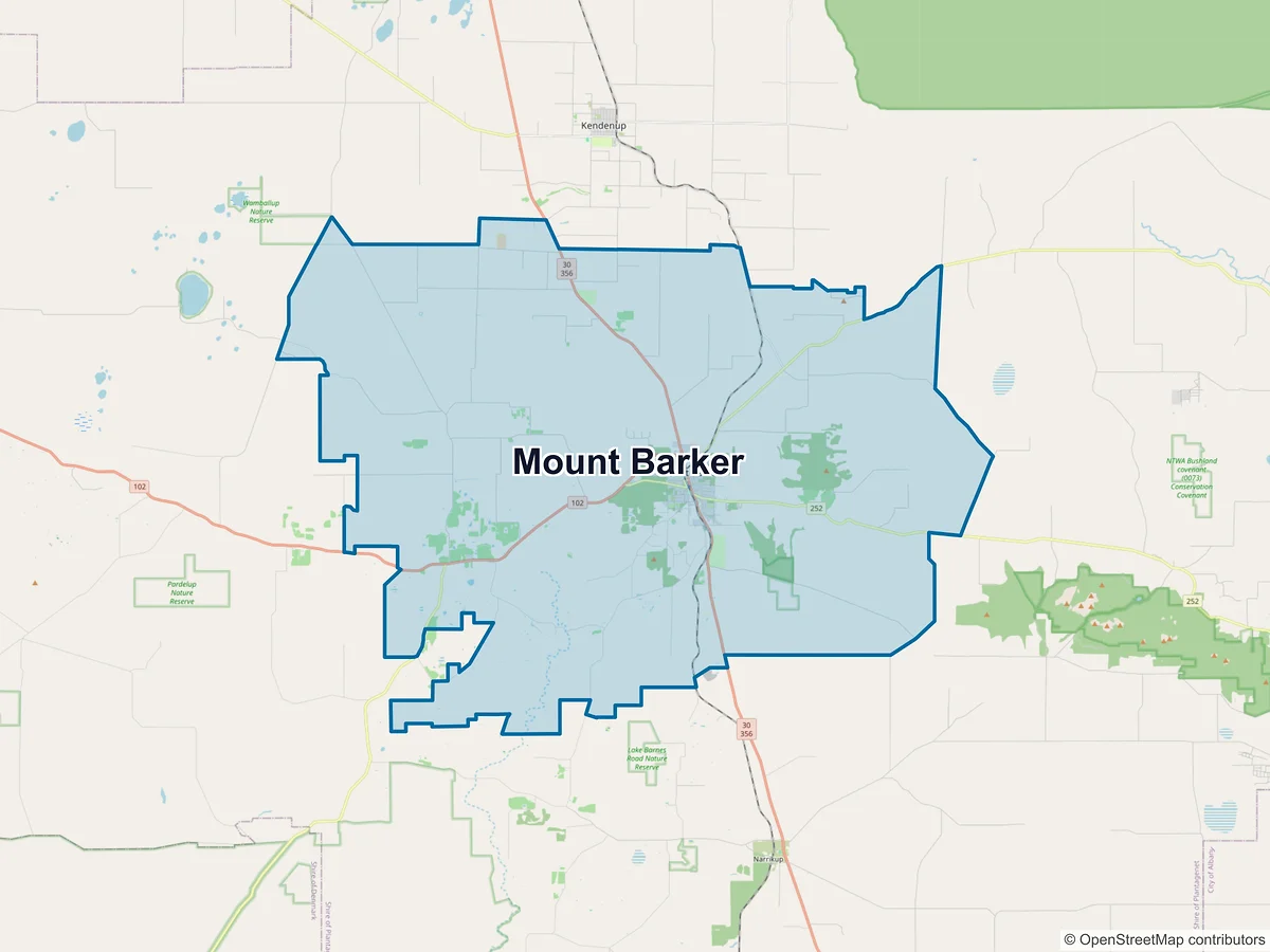 Map of Mount Barker, WA, Australia