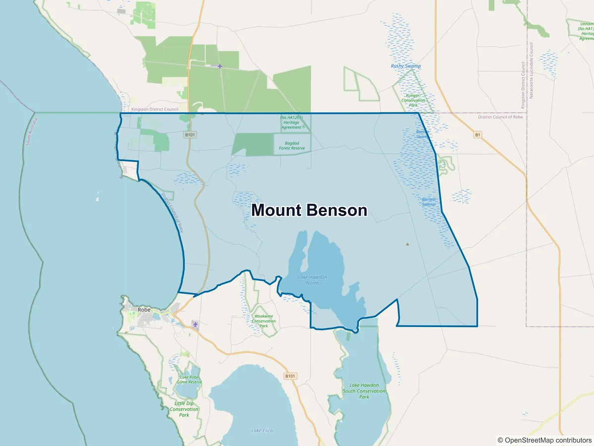Map of Mount Benson, SA, Australia