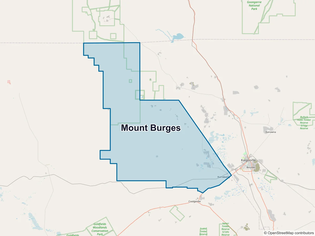 Map of Mount Burges, WA, Australia