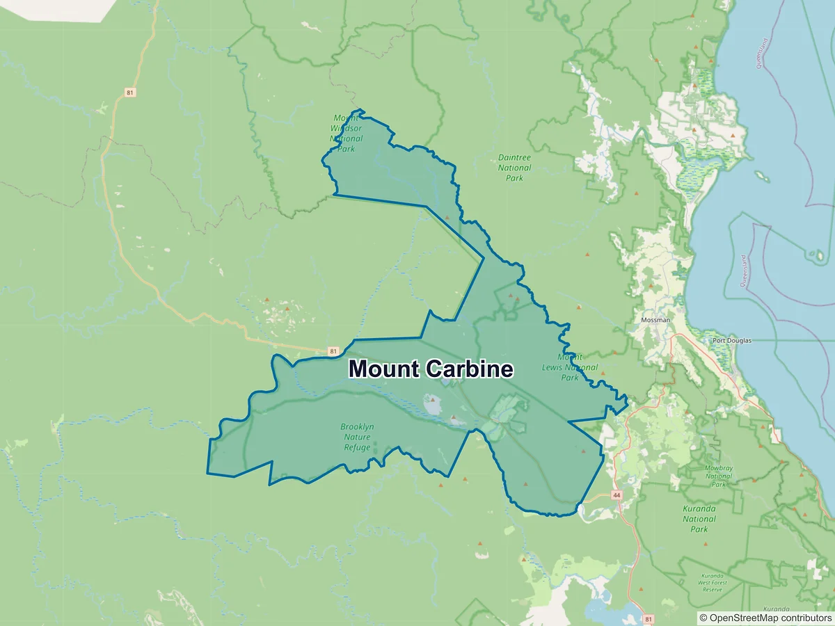 Map of Mount Carbine, QLD, Australia
