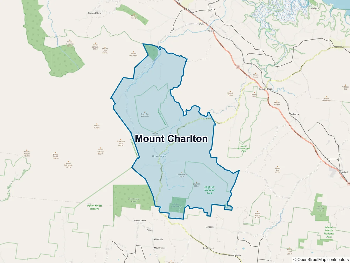 Map of Mount Charlton, QLD, Australia