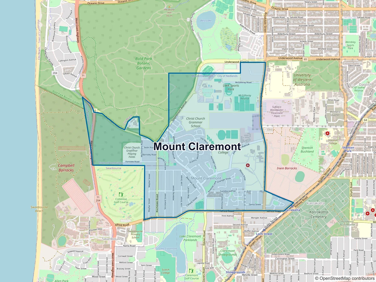 Map of Mount Claremont, WA, Australia