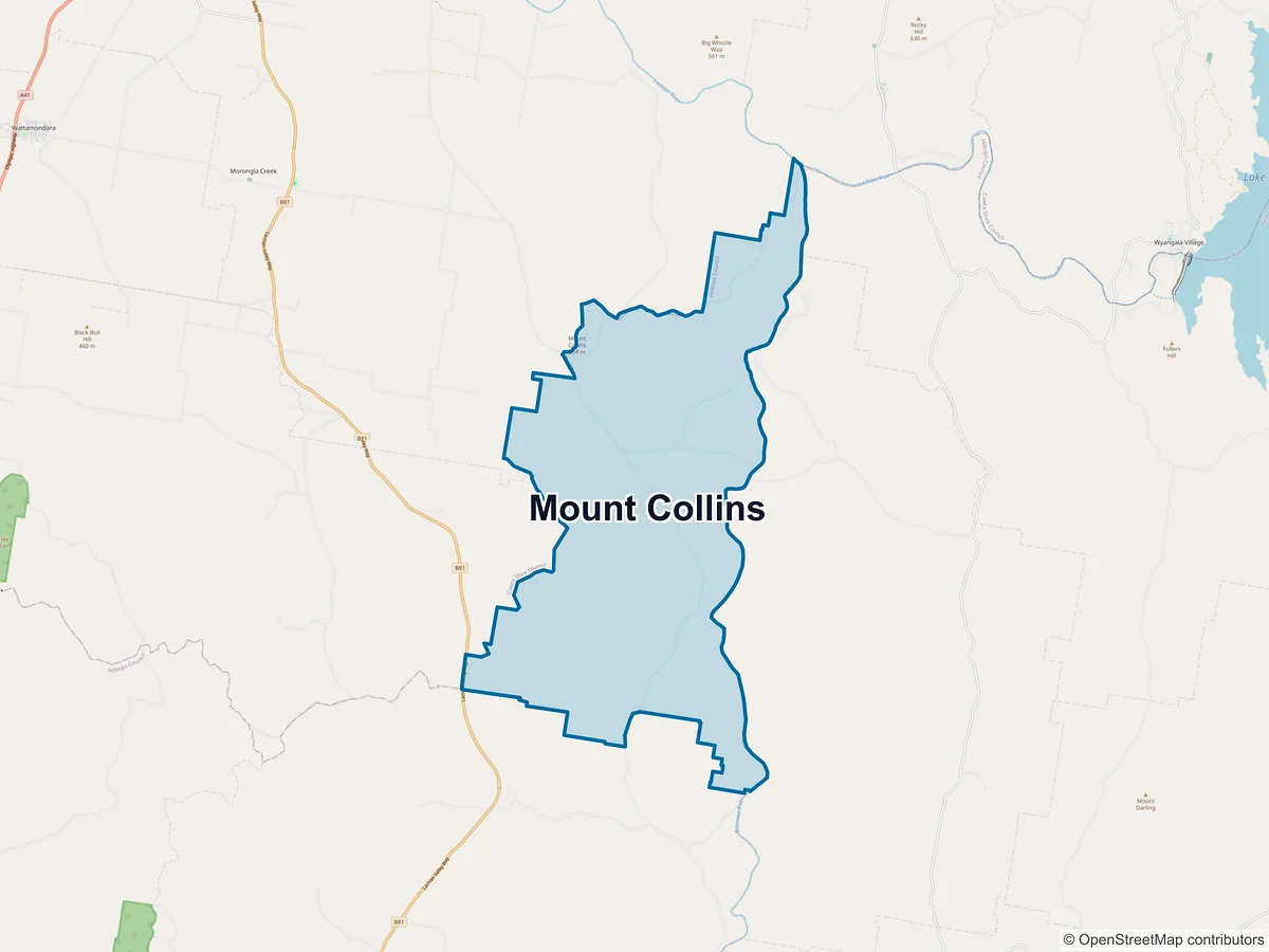 Map of Mount Collins, NSW, Australia