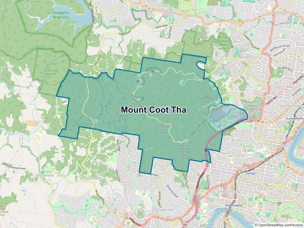 Map of Mount Coot-Tha, QLD, Australia