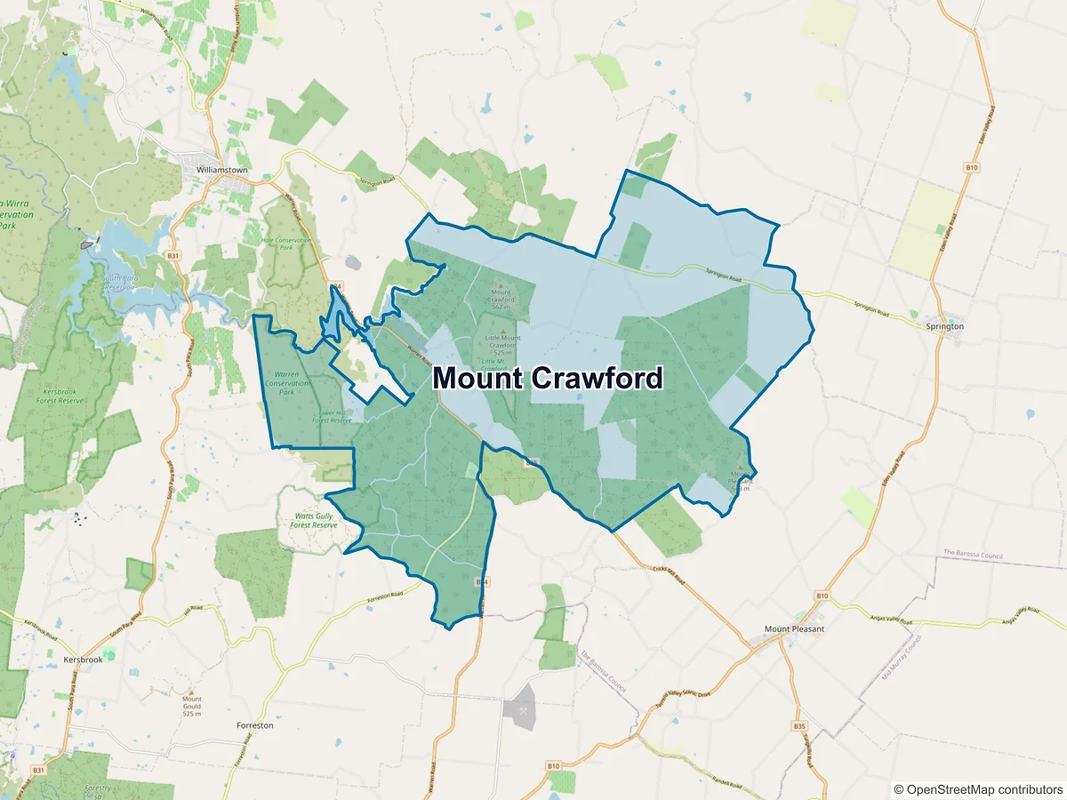Map of Mount Crawford, SA, Australia