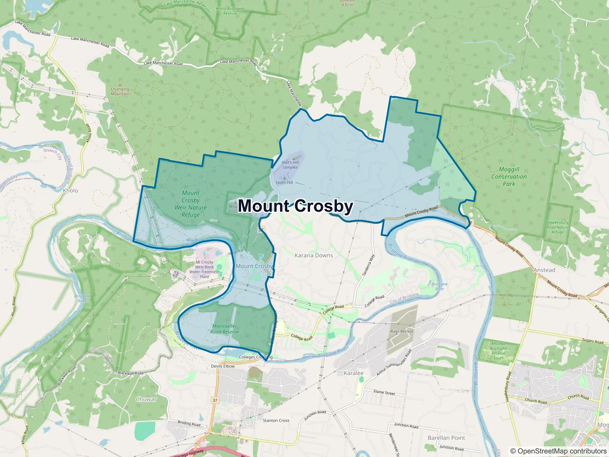 Map of Mount Crosby, QLD, Australia