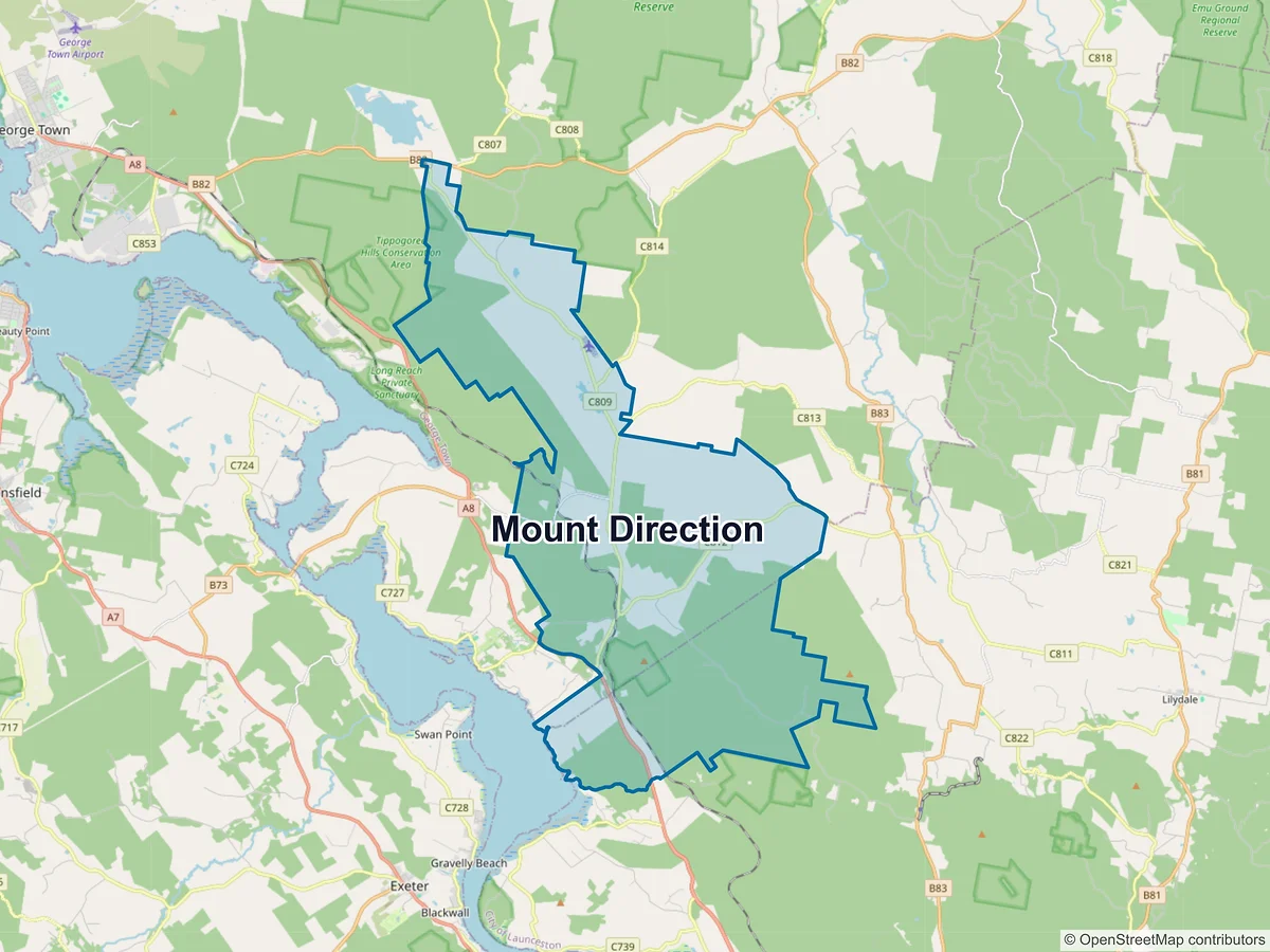 Map of Mount Direction, TAS, Australia
