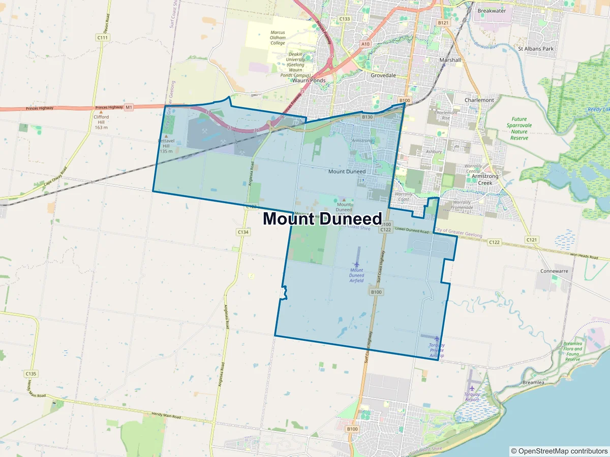 Map of Mount Duneed, VIC, Australia