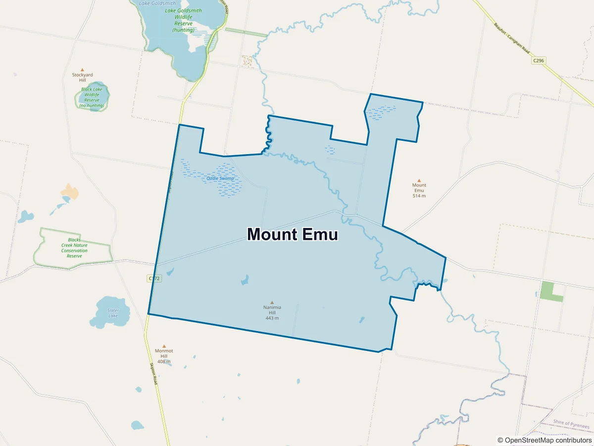Map of Mount Emu, VIC, Australia