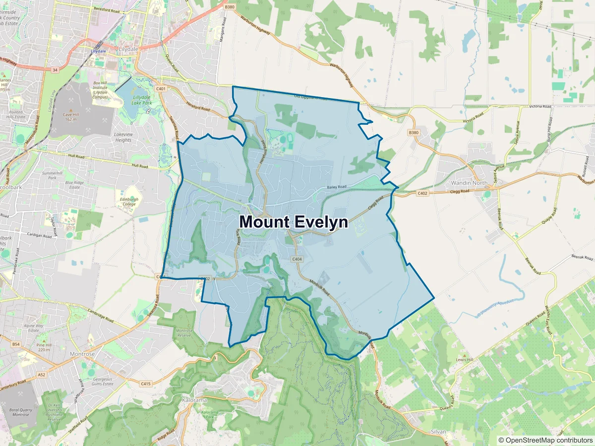Map of Mount Evelyn, VIC, Australia