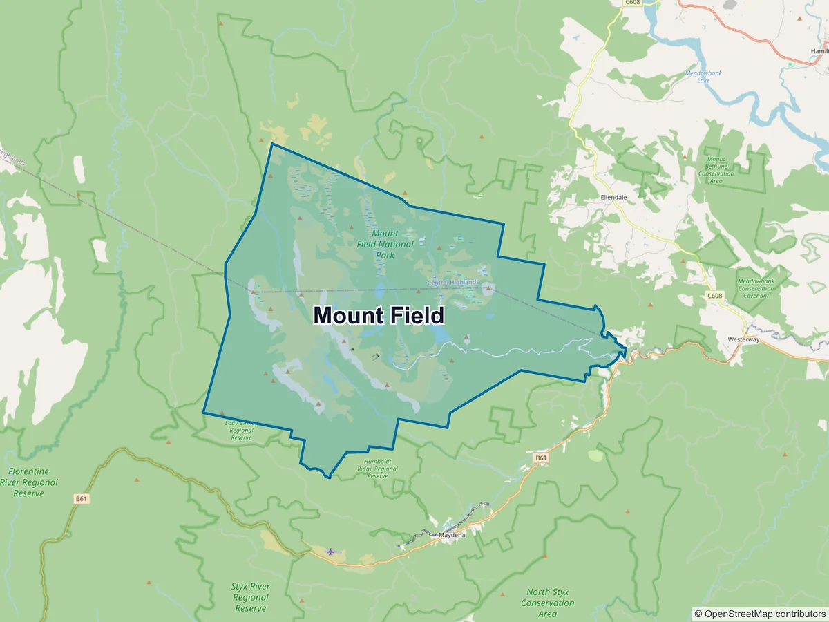 Map of Mount Field, TAS, Australia