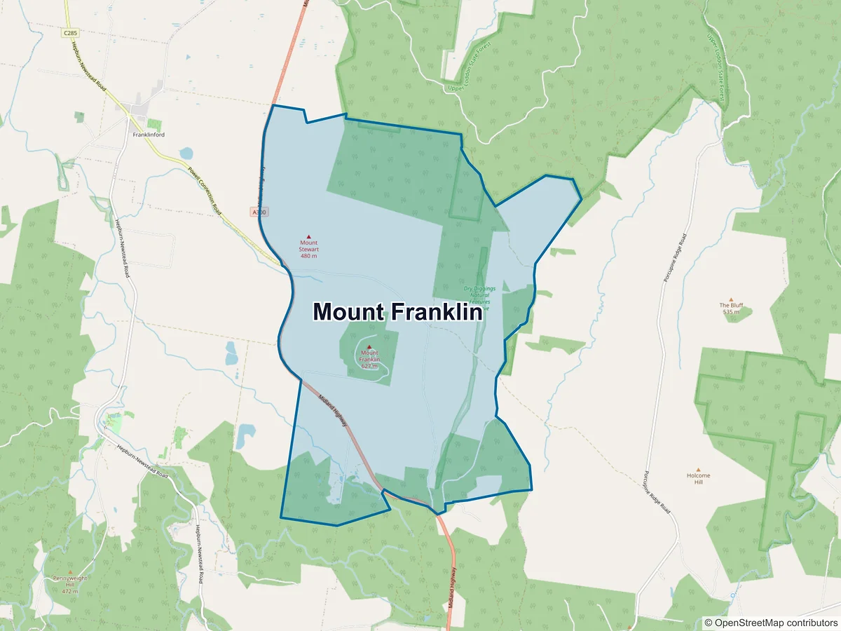 Map of Mount Franklin, VIC, Australia