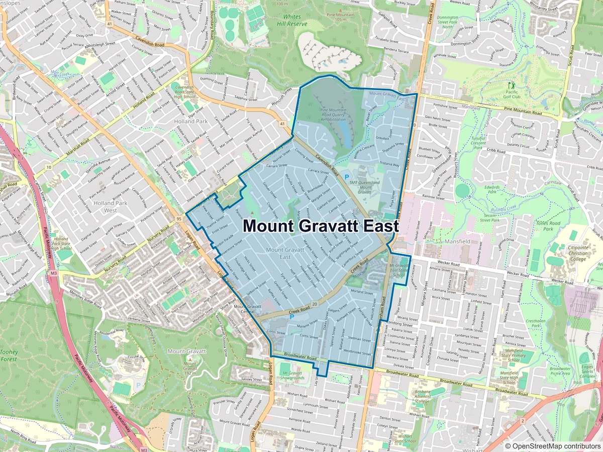 Map of Mount Gravatt East, QLD, Australia