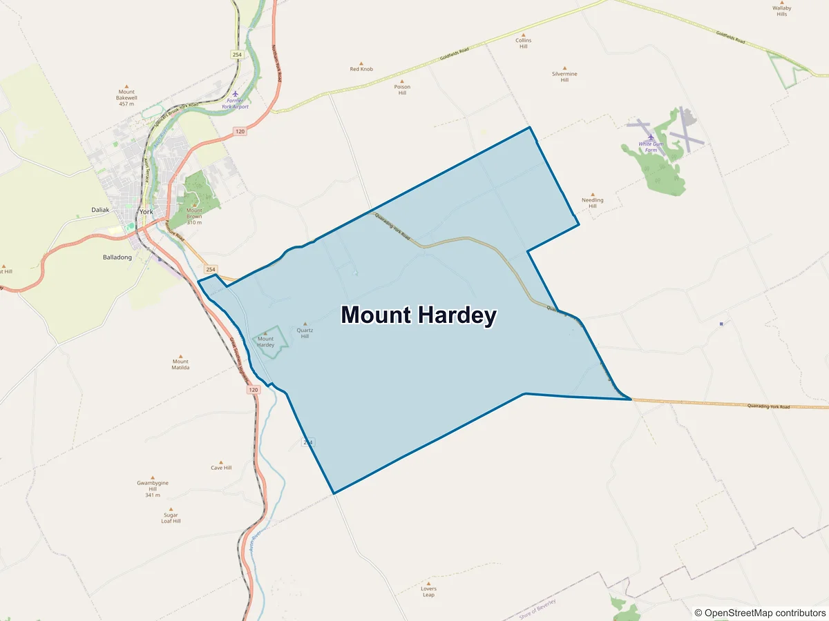 Map of Mount Hardey, WA, Australia
