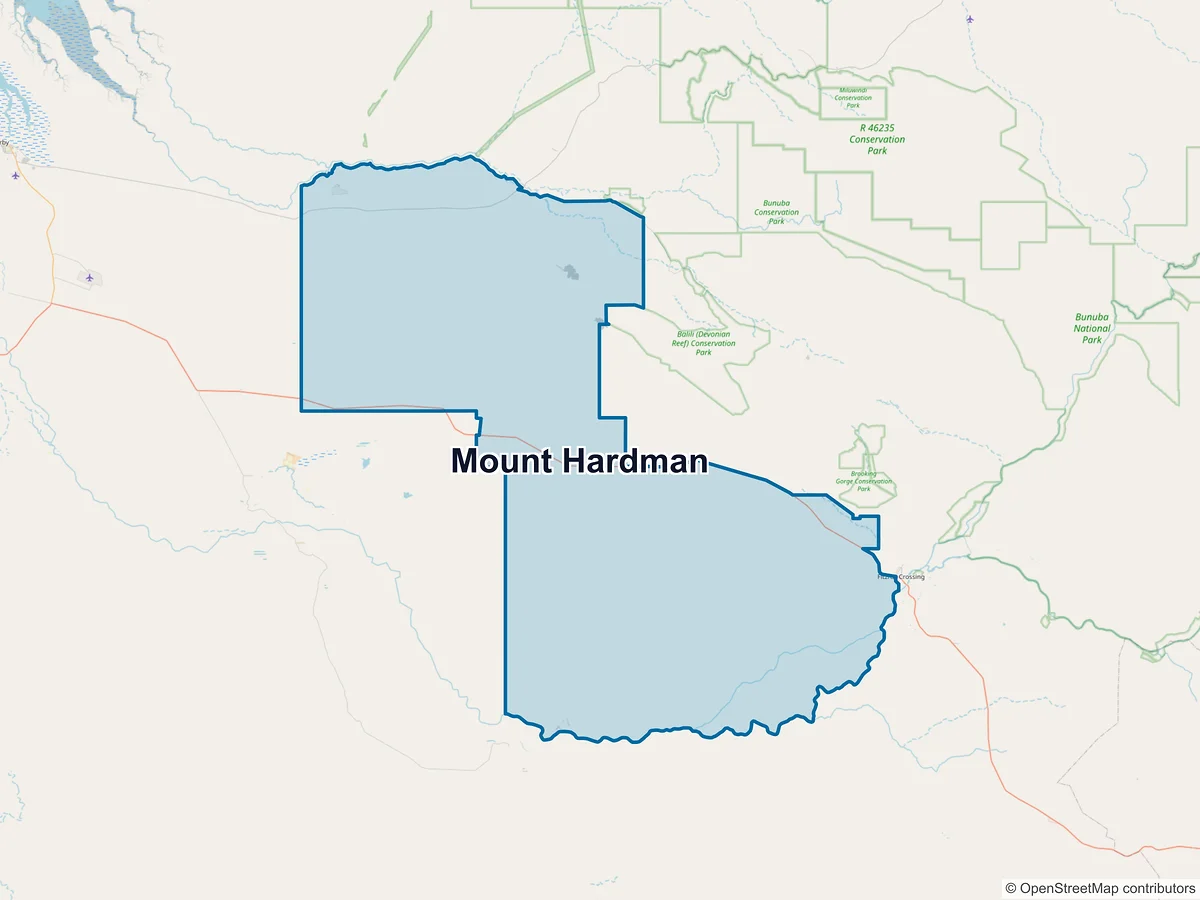 Map of Mount Hardman, WA, Australia