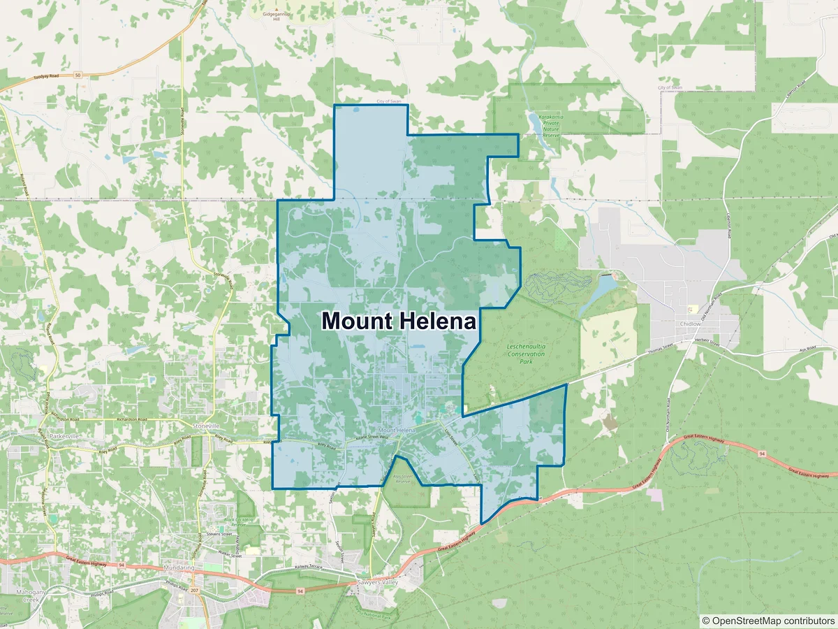Map of Mount Helena, WA, Australia