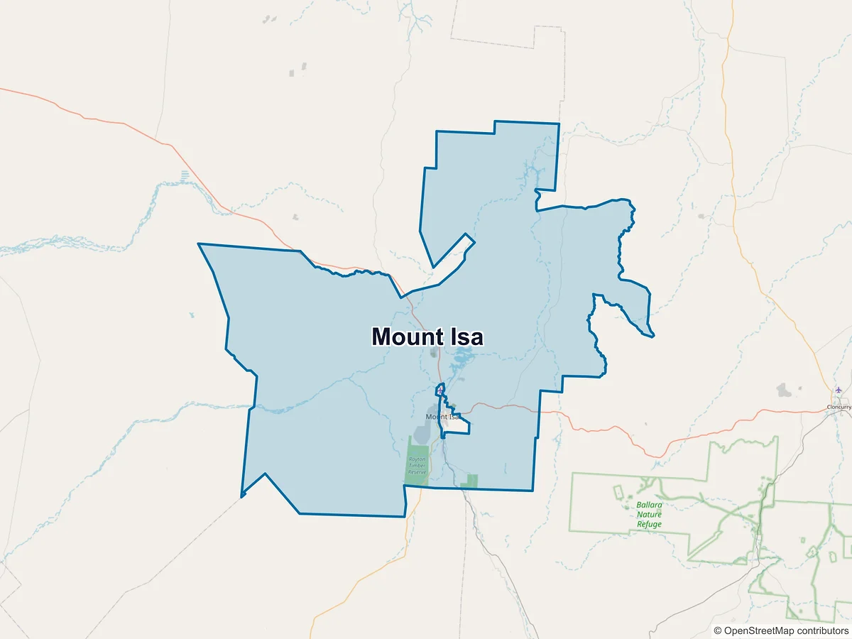 Map of Mount Isa, QLD, Australia