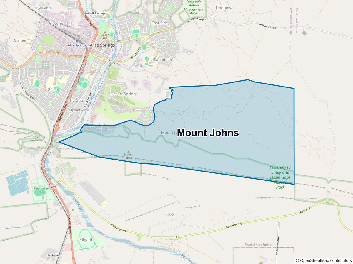 Map of Mount Johns, NT, Australia