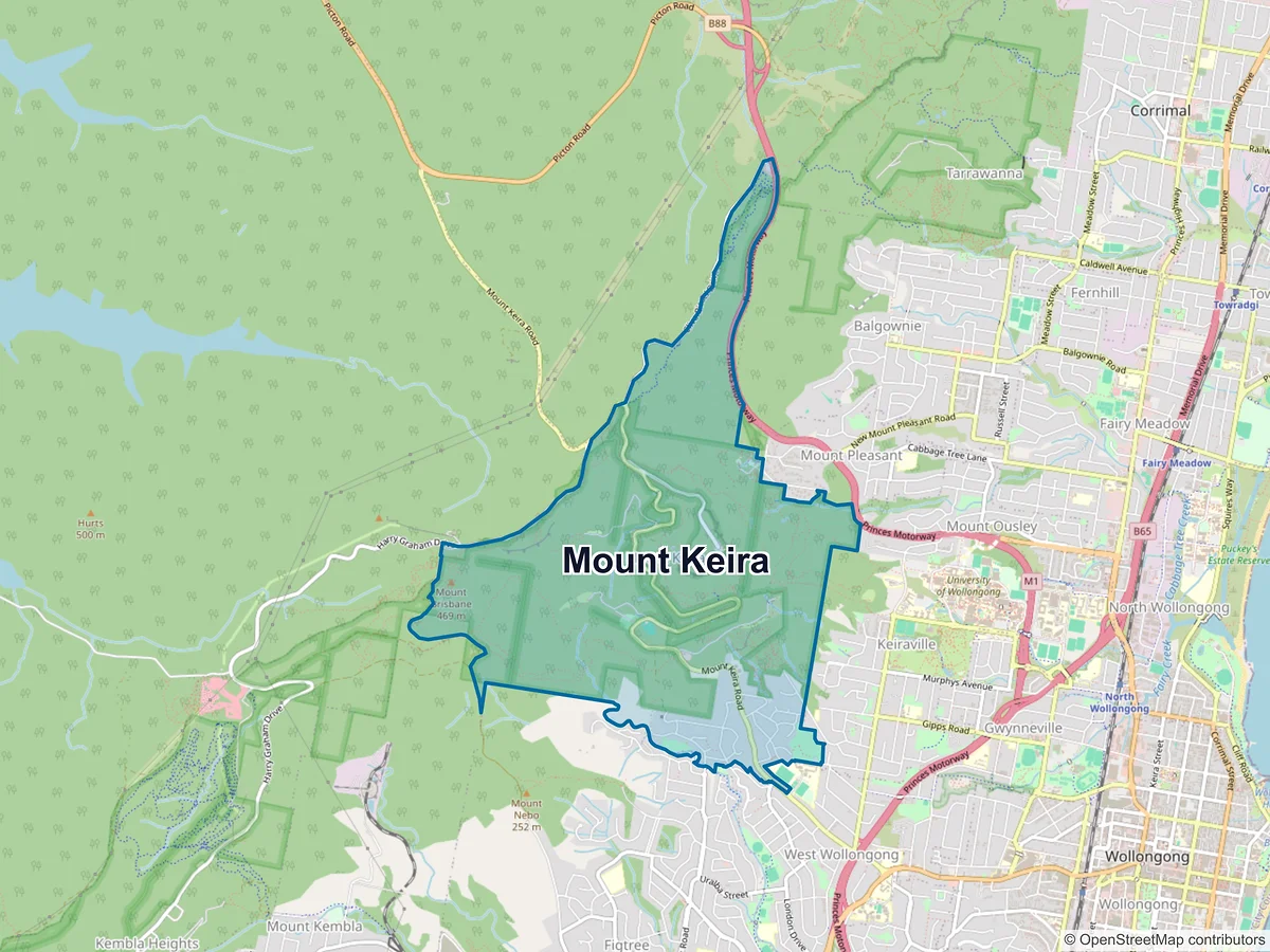 Map of Mount Keira, NSW, Australia