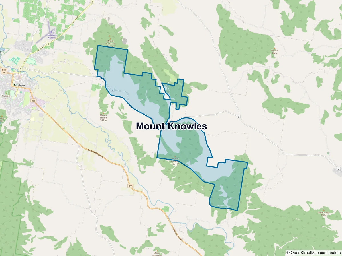 Map of Mount Knowles, NSW, Australia