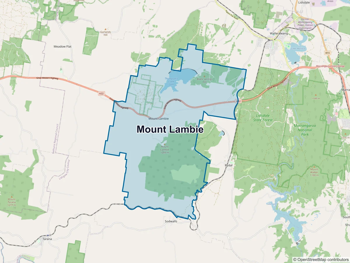 Map of Mount Lambie, NSW, Australia