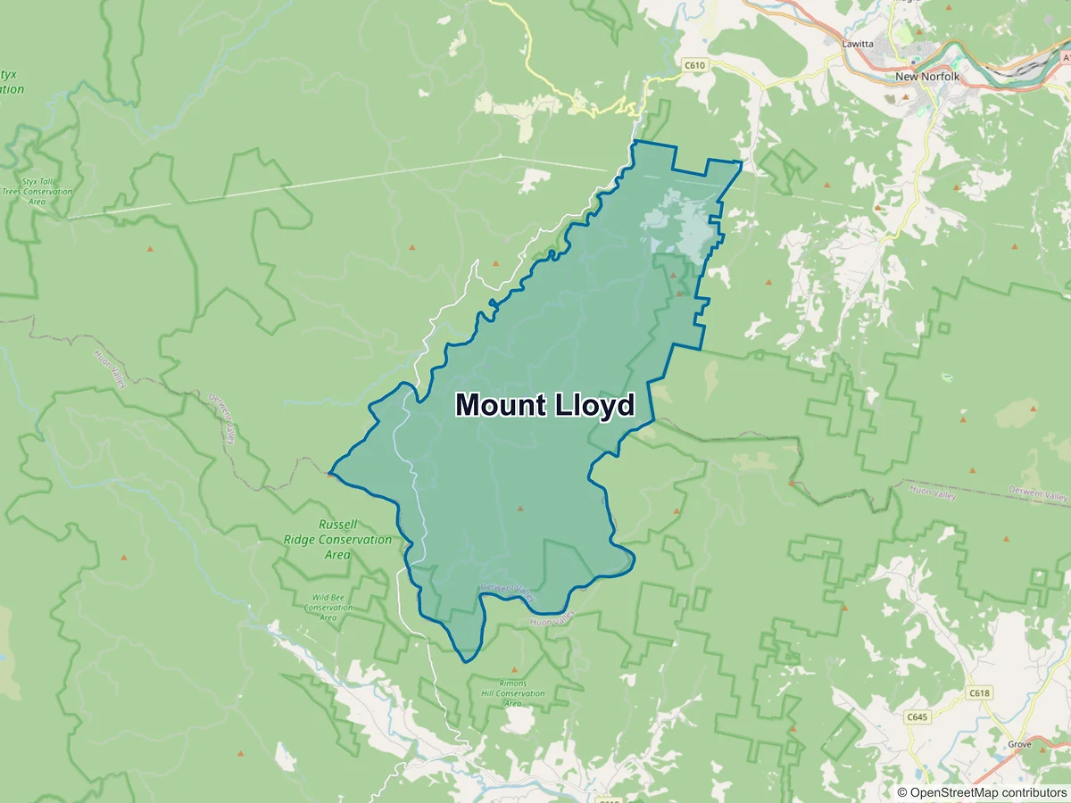 Map of Mount Lloyd, TAS, Australia
