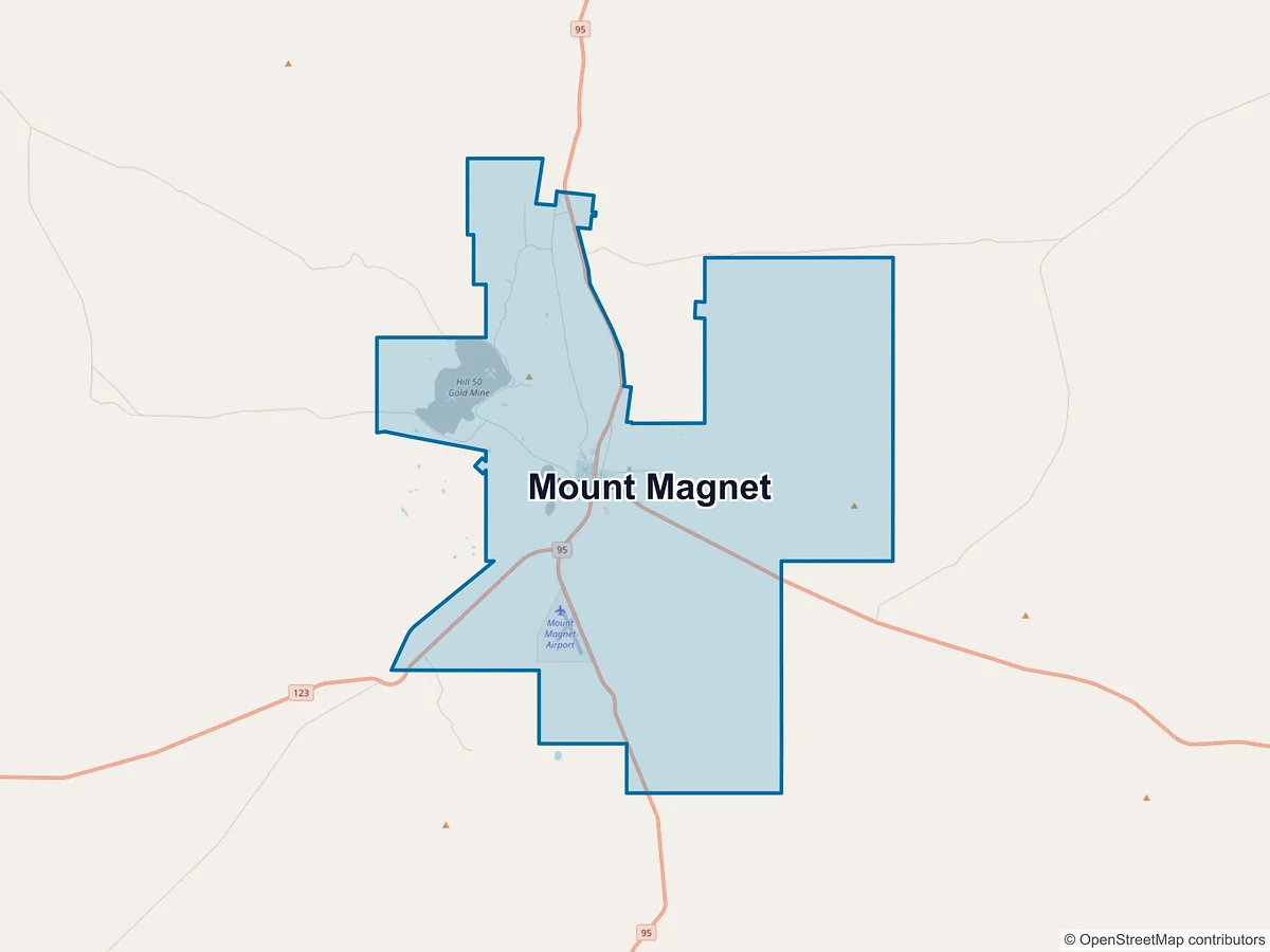 Map of Mount Magnet, WA, Australia
