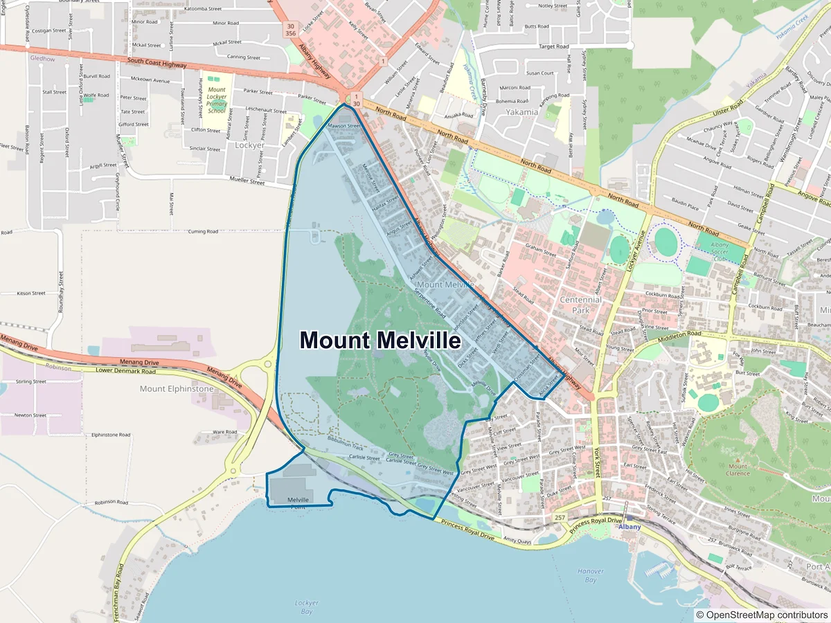 Map of Mount Melville, WA, Australia