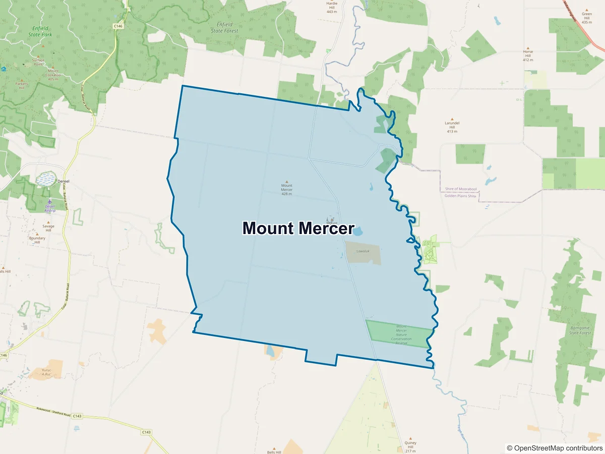 Map of Mount Mercer, VIC, Australia