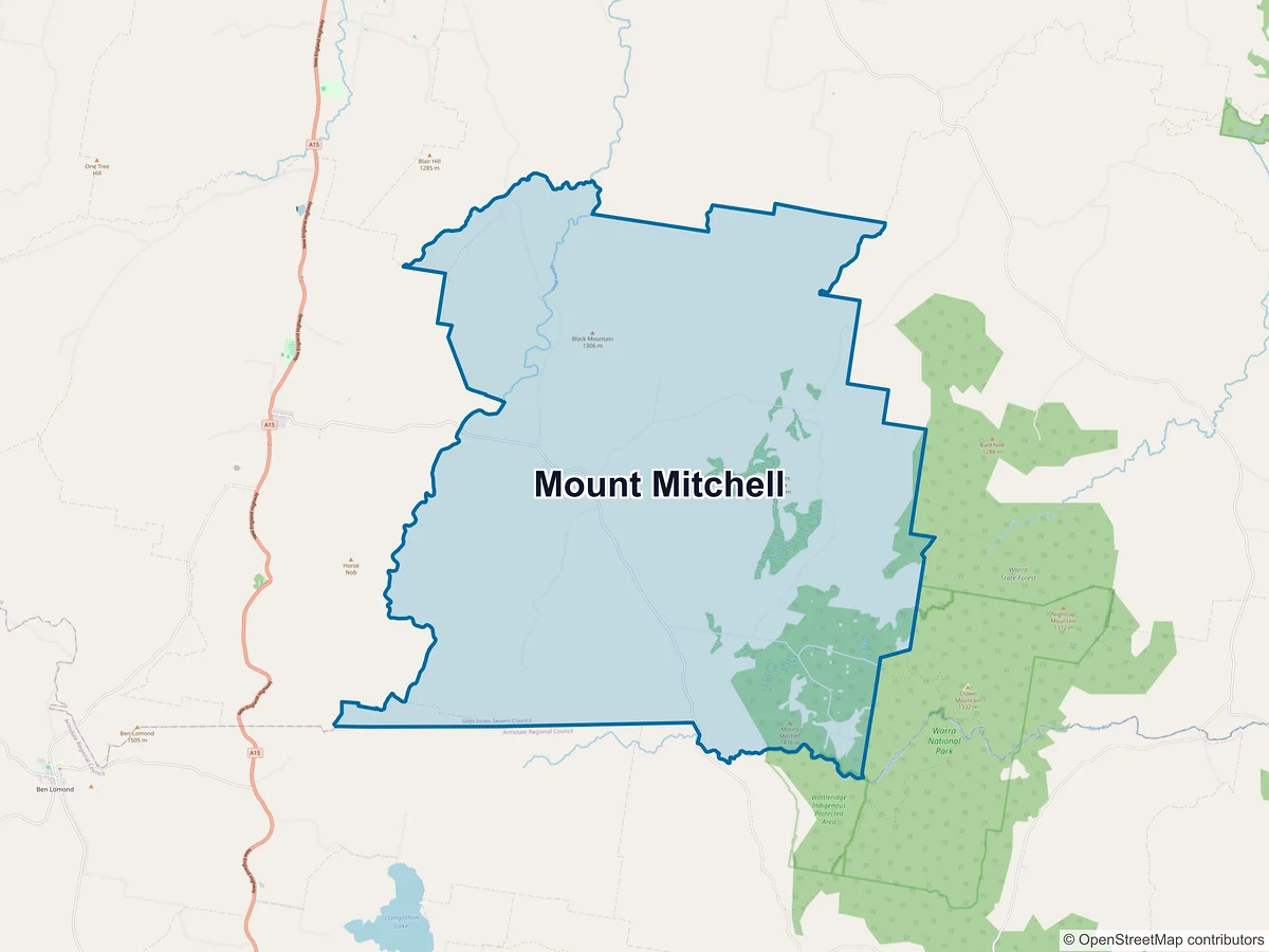Map of Mount Mitchell, NSW, Australia