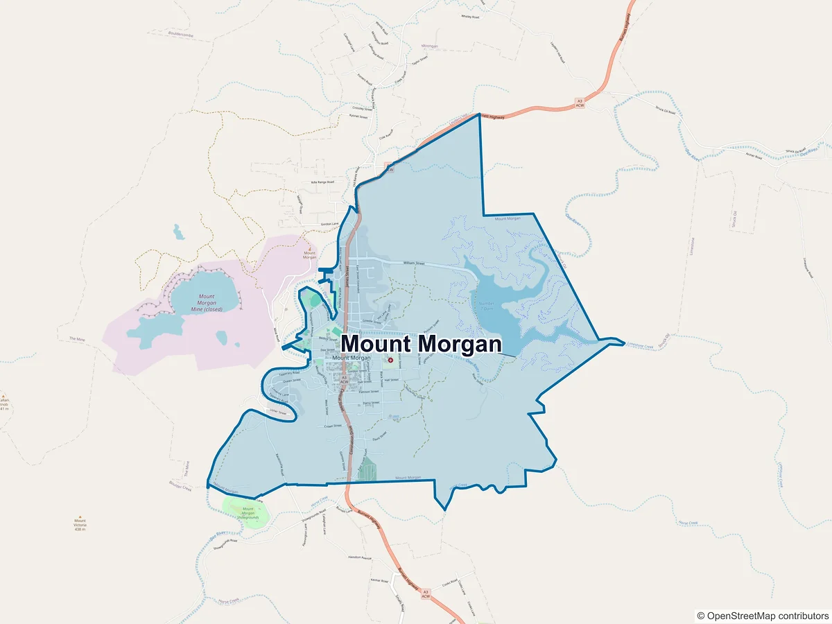 Map of Mount Morgan, QLD, Australia